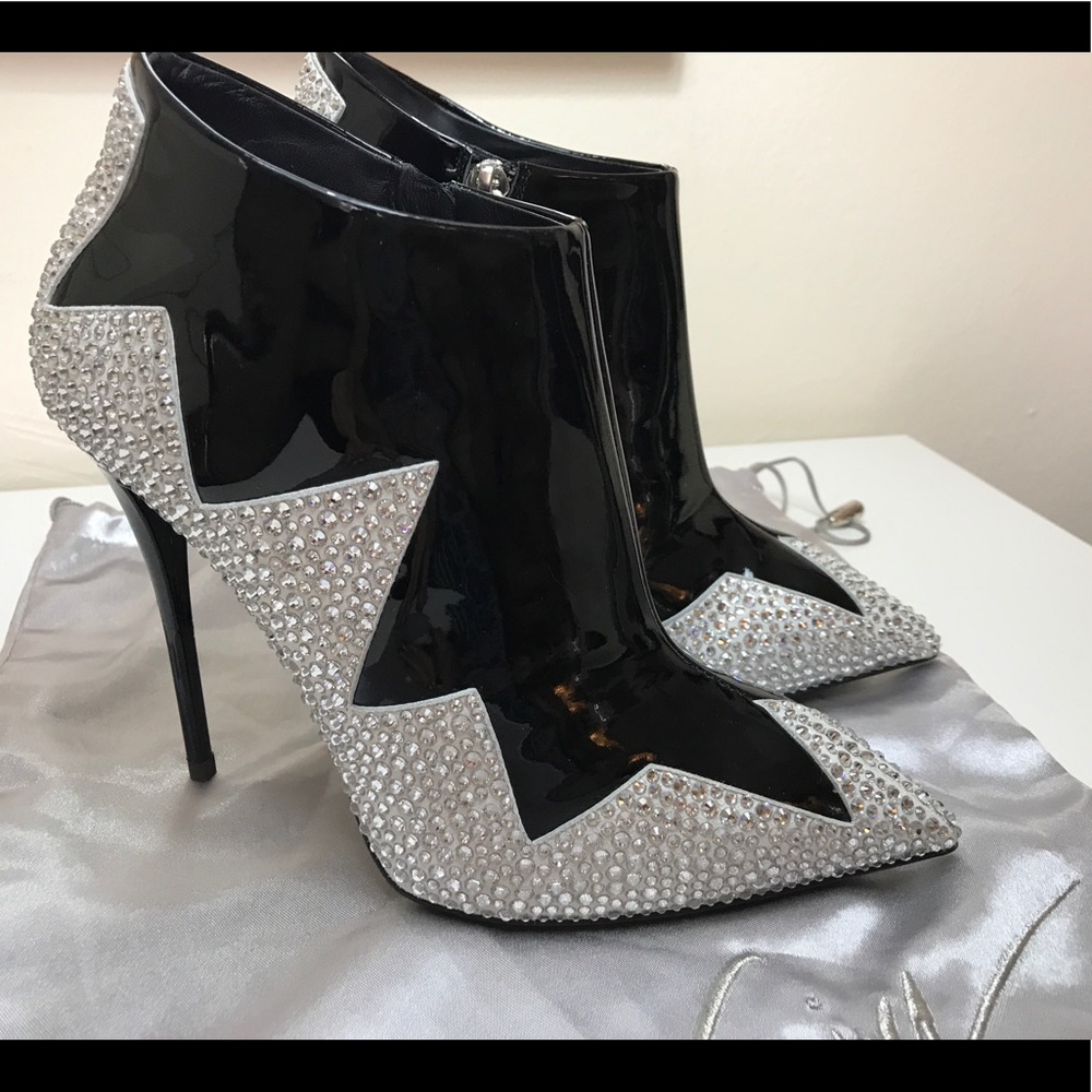 Giuseppe Zanotti crystal zig zag high heel booties - Picture 4 of 8